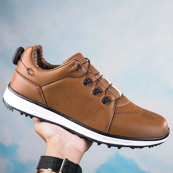 Men Golf Shoes Genuine Leather Golf Sneakers Comfortable Walking Sneakers Outdoor Jogging Walking Shoes