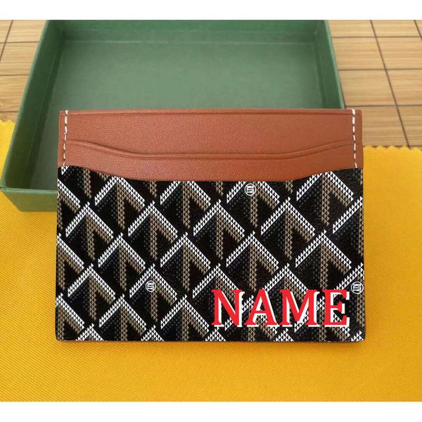 Card Holders Women MEN bag Clutch Real custom Name design BOX leather wallet slot handmade Customized personalized customizing