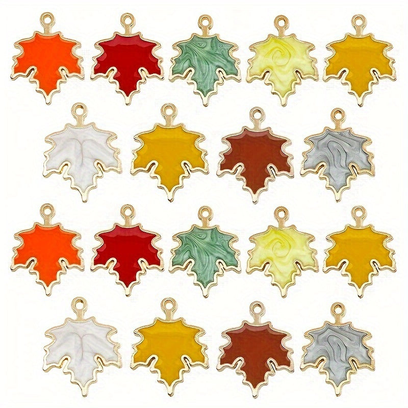TEMU 70pcs Mixed Color Thanksgiving Maple Leaf Pendants - Enamel-coated Alloy Charms With Intricate Vein Detailing For Making, Necklace Bracelet