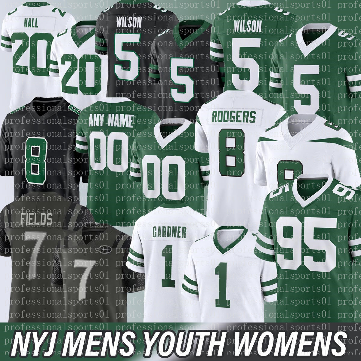 New York city ny JetsS jersey Garrett Wilson 7 Justin Fields Ahmad Sauce Gardner Quincy Quinnen Williams Breece Hall Joe Namath Darrelle Revis Footb