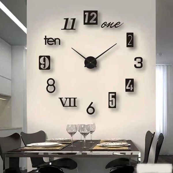 Numeral 2022 New 3D Roman Acrylic Mirror Wall Clock Sticker Fashion DIY Quartz Clocks Watch Home Decoration Living Room StickersXJ2408