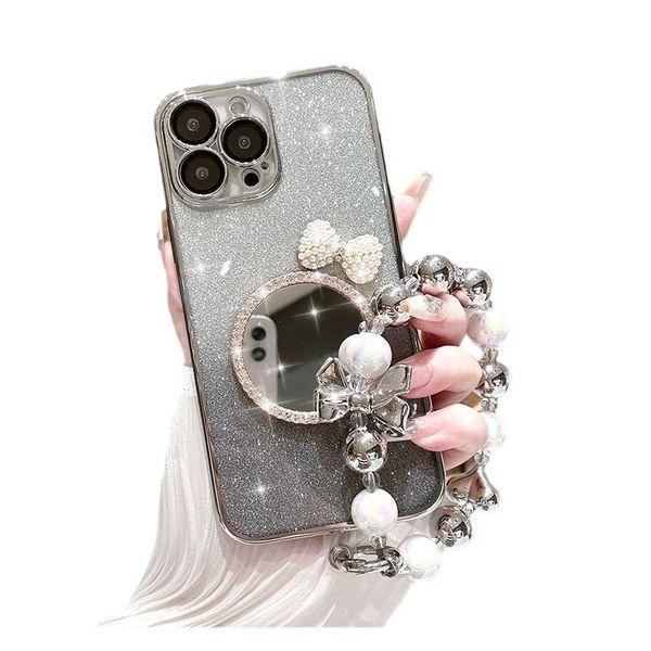 free shipping Cell Phone Cases With a mirror fashion Rhinestone Case Anti-drop iphone 15 14 13 12 11 pro max With Lens Film Protective Case