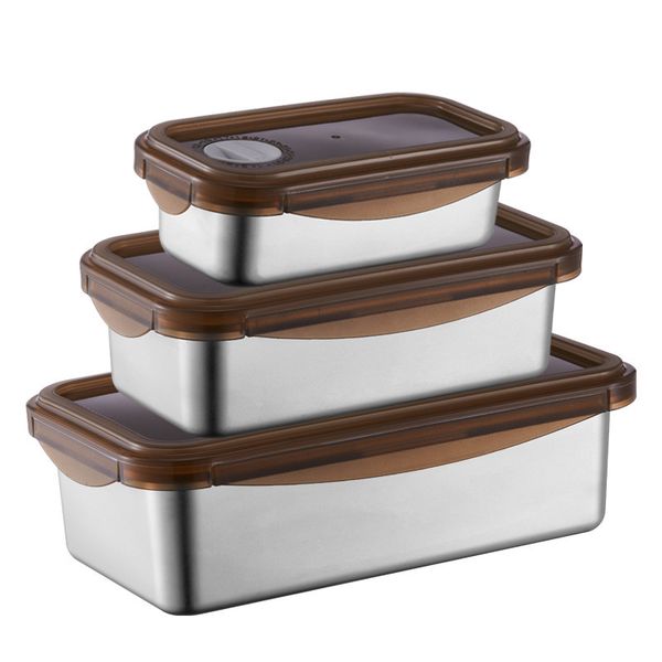 Bento Boxes 316 Stainless Steel Lunch Box Refrigerator Crisper Food Snack Storage Bento Box Dinnerware Portable Sealed Fresh-keeping Box 230
