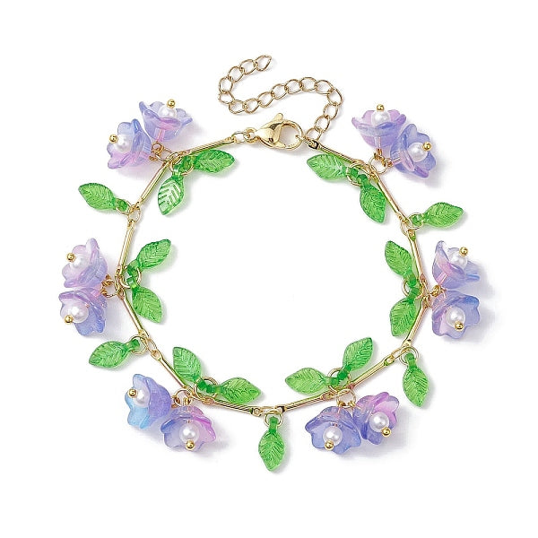 Blumen-Charm-Armbänder aus Glas und Acryl