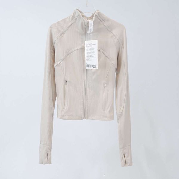 Yoga Cropped Define Coat Long Sleeve Shirt Rib Short Womens Tight Thin Jacket Breathable Cardigan Sportswear Summer Running Athletic lolg l