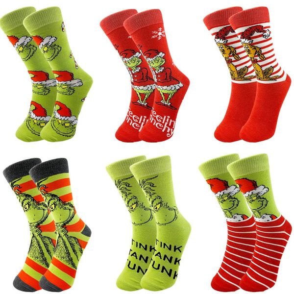 Grinch Knitting Stockings Adult Crew Soc For Holiday Christmas Party Family Decoration