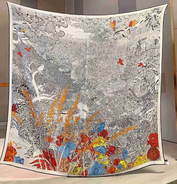 Scarves Designer Silk Scarf H Velvet Scarf Returns to Natural Cashmere 140 Double-sided Mulberry Silk Scarfs Women&#039;s Shawl RO42