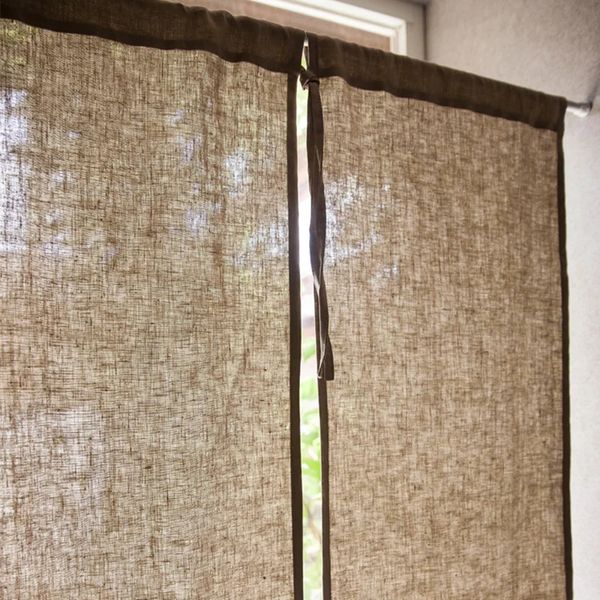 Sheer Curtains Japanese-Style 100% Linen Curtains Semi Sheer Drapes Curtain Rod Pocket Patio Sliding for Windows Doorway Home Decoration 240