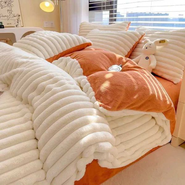 Winter thick warm double-sided plush luxury down duvet cover bedding set down duvet cover bedding X241029