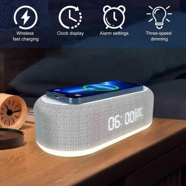 Other Clocks Accessories 4 In 1 Desk Digital Clock Night Light Alarm Clock Wireless Charging Clok For Table Bedroom Office LED Display Wake-