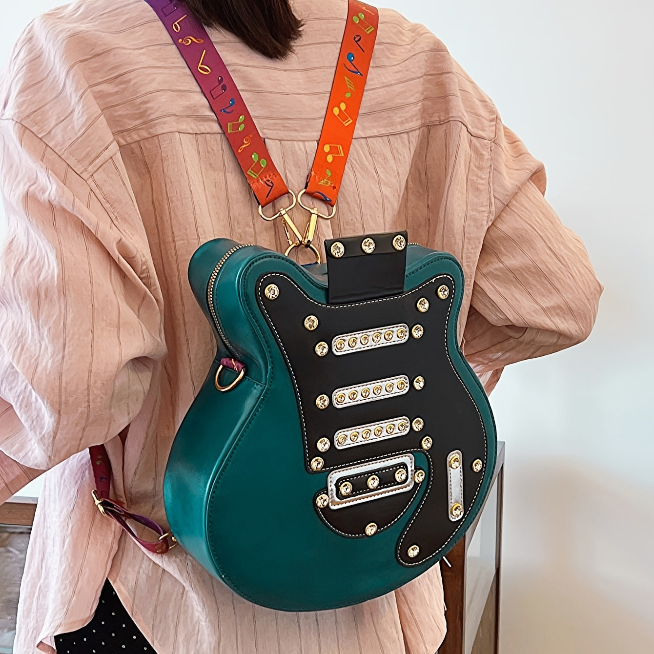 TEMU Original Personalized Design Guitar Large Capacity Trendy Fashion Shoulder Crossbody Backpack