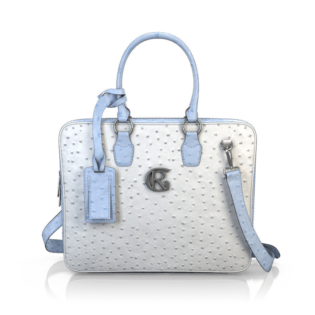 Sac pour ordinateur portable Homme Faites main en Italie en Cuir estampé Bleu Clair - Sur Mesure - GIROTTI