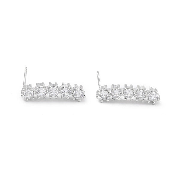 Rectangle rack placage laiton zircone cubique boucles d'oreilles pour les femmes