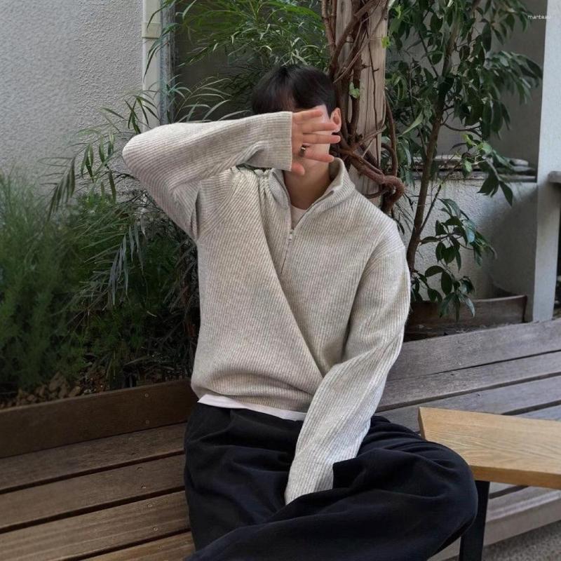 Men&#039;s Sweaters Autumn And Winter Half Zip Cardigan Sweater Korean Style Fashionable Handsome All-match Vertical Collar Top High Jacket