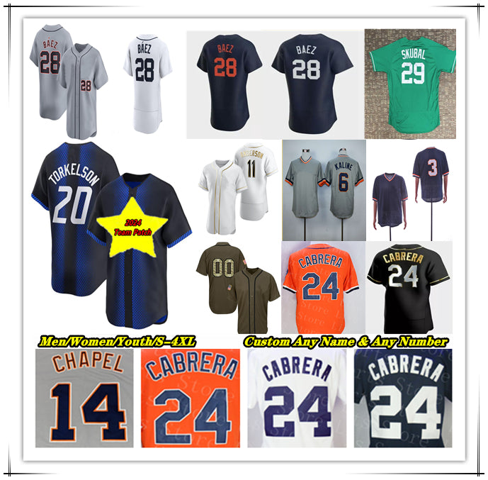 Baseball Jersey Miguel Cabrera Matt Vierling Colt Keith Riley Greene Wenceel Perez Javier Baez Spencer Torkelson Jake Rogers Zach McKinstry Tarik Sk
