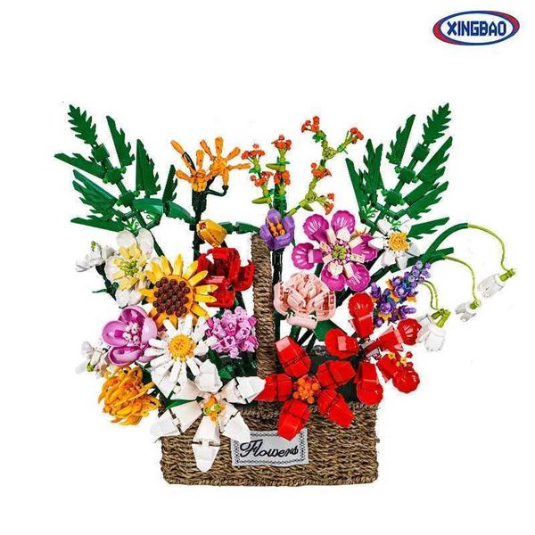 Dried Flowers Building Block Bouquet Compatible with Lego Small Particles DIY Flower Decoration Flower Arrangement Home Ornaments
