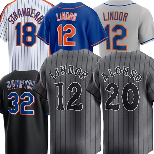 Custom Mets Baseball Jersey Francisco 12 Lindor Pete 20 Alonso Brandon 9 Nimmo Jeff 1 McNeil Starling 1 Marte Darryl 18 Strawberry Harrison