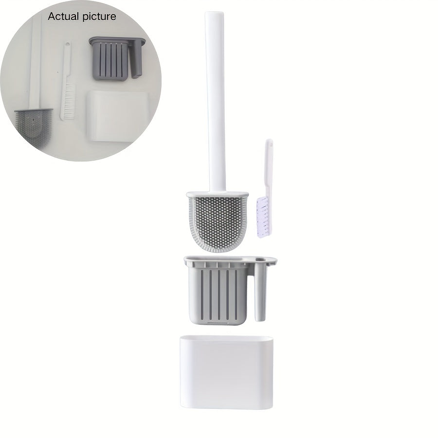 TEMU 1 Set Of 2 Toilet Brushes And 1 Toilet Seat, Wall-mounted Toilet Brush, Soft Toilet Head, Long Handle Toilet Brush, Multi-functional Household