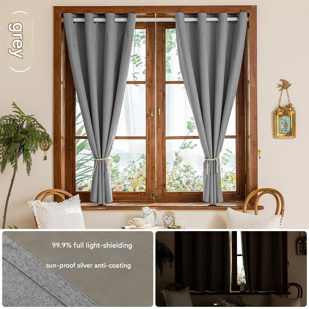 YL-35032 New full blackout heat insulation sunshade curtains, no punching required, simple installation, rental room blackout curtains, small curtai