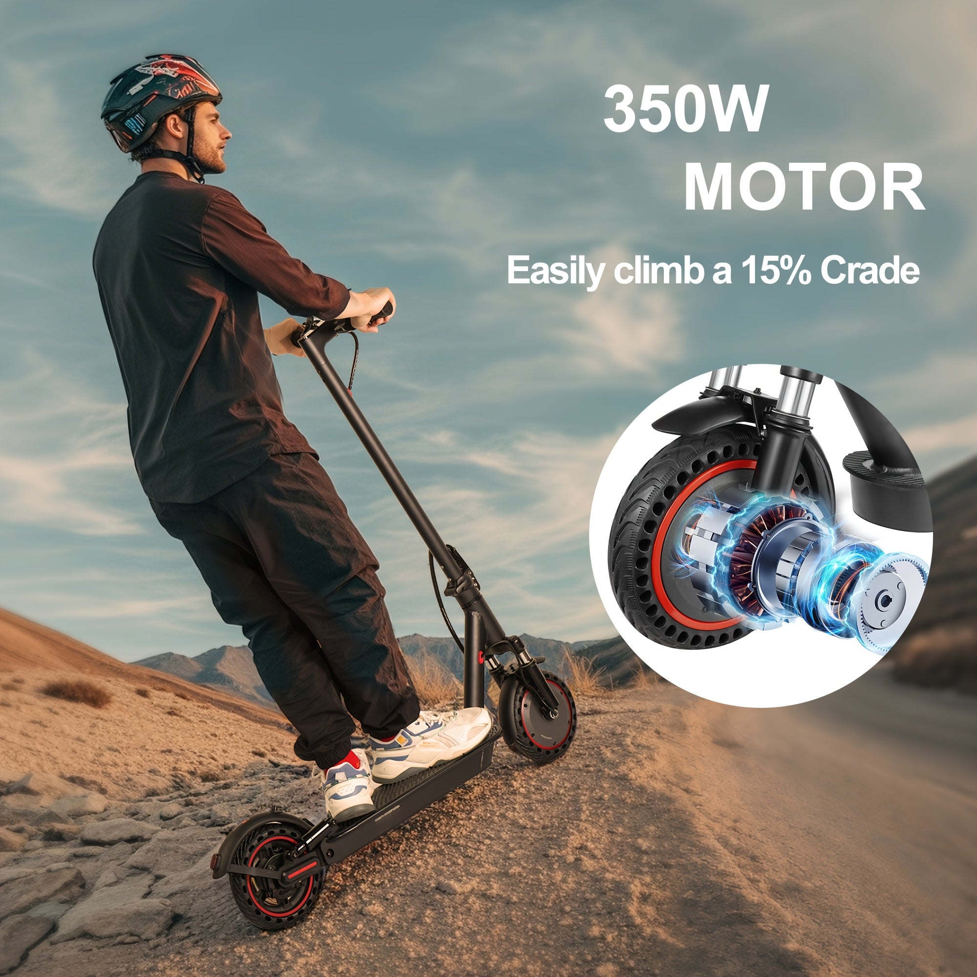TEMU 8.5-inch Adult Electric Scooter, A Foldable Key Scooter For Commuting With An 10.4ah Super Long Battery, 350w Motor, A Load Capacity Of 120kg,