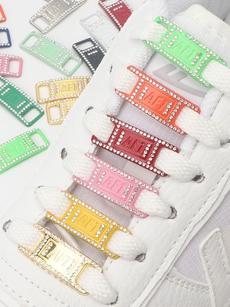 AF1 Diamond Shoe Charms Buckle Sneakers Laces Luxury Rhinestones Quality Metal Shoelaces Decorations Shoes Accessories 1Pair