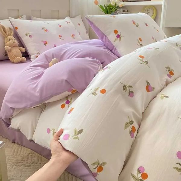 24 high quality Korean Princess Lace Ruffles Set Skin-friendly Soft Seersucker Duvet Cover Bed Sheet Or Skirt Pillowcases