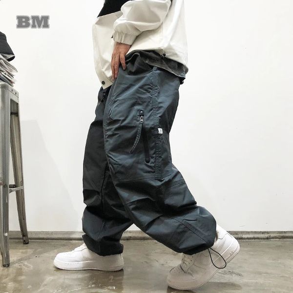 Rua coreana Calça de carga solta Harajuku Multi Pocket Casual Pontas de perna reta Bagagem de hip-hop Clothing 241204