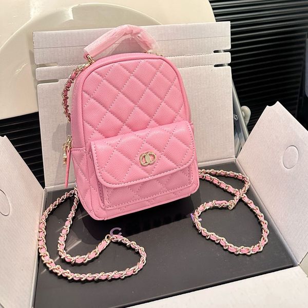 24 Newly Backpack Style Cowhide Mini Beaded Chain Bag Women Fashion Luxury Designer Bag Handbag shoulder bags Bucket Bags Cycling Duffel Bag