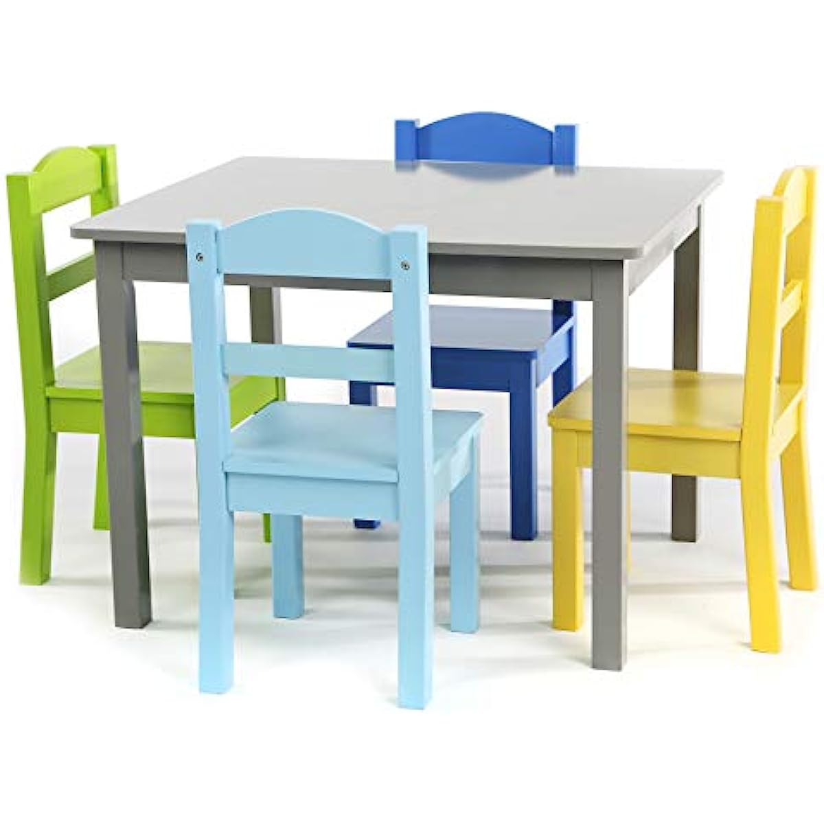 Humble Crew Grey-Blue-Green Yellow Kids Wood Table and 4 Chairs Set carp fishing chair