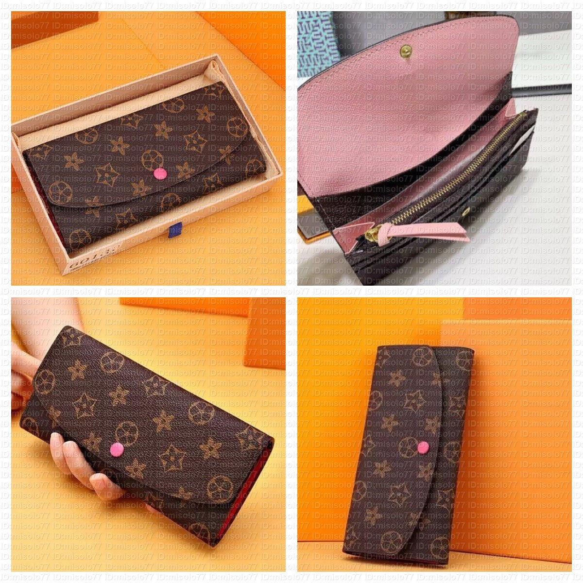 Designer bag Card Holders Wallets Long Purses Women Wallets button Bag Leather Black Luxury Wallet flower Purse Fashion Card Holders Designer Pocket