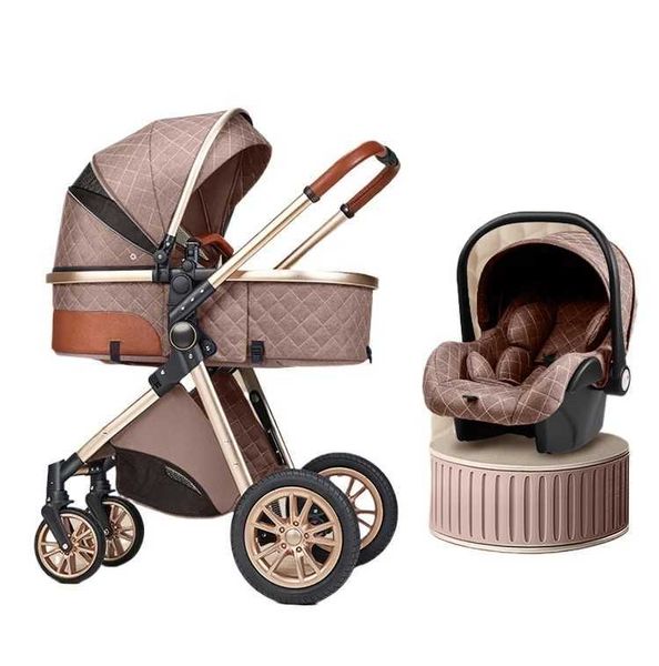 3in1 baby stroller with car seatHigh landscape 3 in 1 baby carriageLuxury Pushchair Baby reversible strollerX250108
