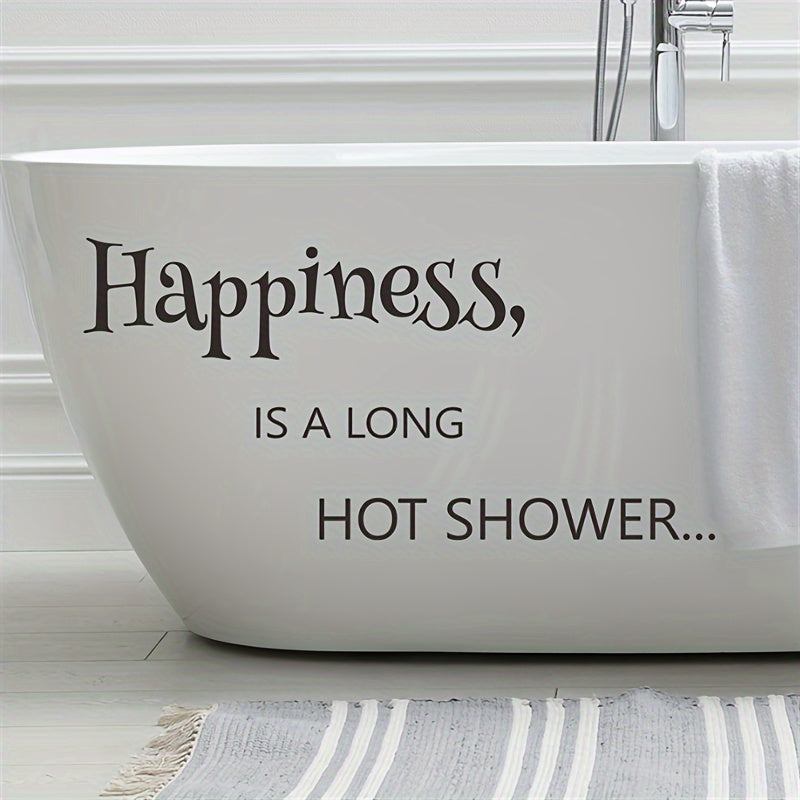 TEMU Black Western Theme Bathroom Wall Decal - " A Long Hot Shower" Self-adhesive Home Decor Sticker For Bathtub And Shower Area