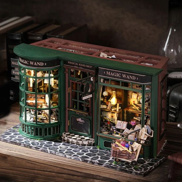 Magic Shop DIY Wooden Dollhouse Miniature Doll House Kit with Furniture Roombox Retro Home Model Toy for Children Gift 241225