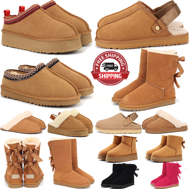 Free shipping ughs uggssneaker designer tazz Boots womans Clog tasman slippers winter snow fur boot platform booties classic mini ankle chestnut war