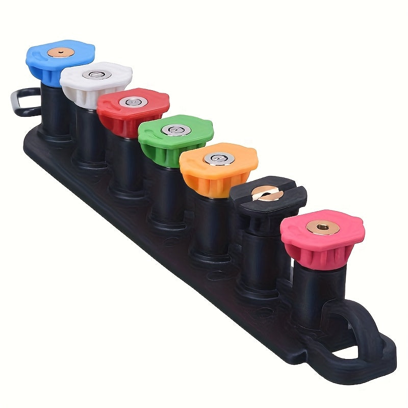 TEMU High Pressure Washer Head, Set Of 7 High Pressure Washer Nozzle Tips With Holder, 1-4 Inch (approximately 0.6cm) Quick Connection, 4000 Psi