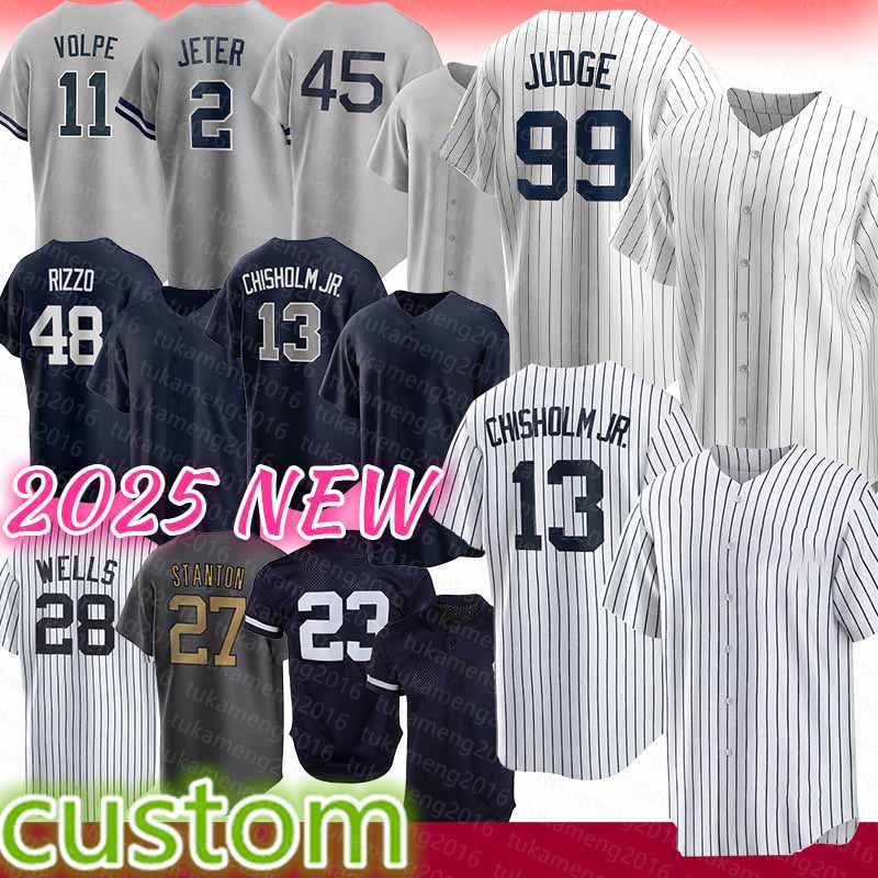Aaron Judge Chisholm Jr. Baseball Jerseys Anthony Volpe Derek Jeter Gerrit Cole Anthony Rizzo Austin Wells Max Fried Mariano Rivera Cody Bellinger B