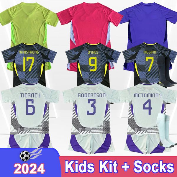 2024 ScOTLAnd Kids Kit Soccer Jerseys MCTOMINAY ROBERTSON ADAMS TIERNEY ARMSTRONG MCGINN DYKES Home Away GK Football Shirts Short Sleeve Uni
