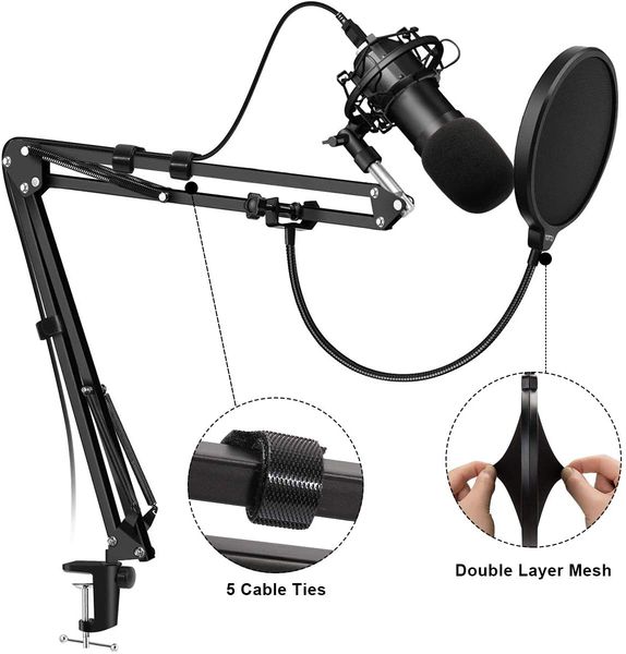 Microphone Stand Mic arm Desk Adjustable Suspension Boom Scissor for Blue Yeti Snowball &amp Other Mics for Professional Streaming