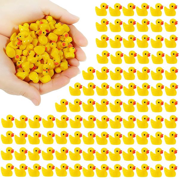 Decorative Objects Figurines 200PCS Mini Resin Ducks Decoration Yellow Tiny Miniature Ornament for Fairy Garden Landscape Aquarium Dollhouse