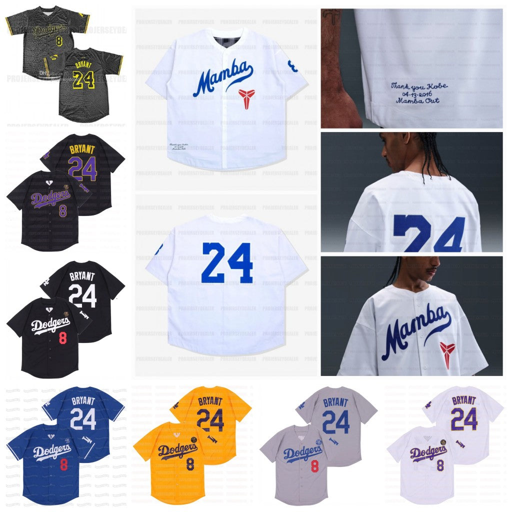Bryant KB Black Mamba 2025 Dodgers Baseball Jerseys Stitched Name Stitched Number Bkack Purple Yellow