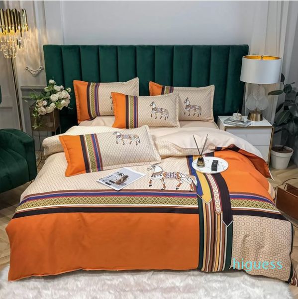 designer Orange bedding sets cover fashion pattern cotton size high quality queen bed comforters set covers