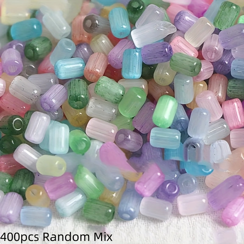 TEMU 400pcs-200pcs High-quality - Pear-shaped Glass Beads 4x6mm - Multicolor Glossy, Diy Craft Supplies Suitable For Bracelets, Necklaces, Earrings -