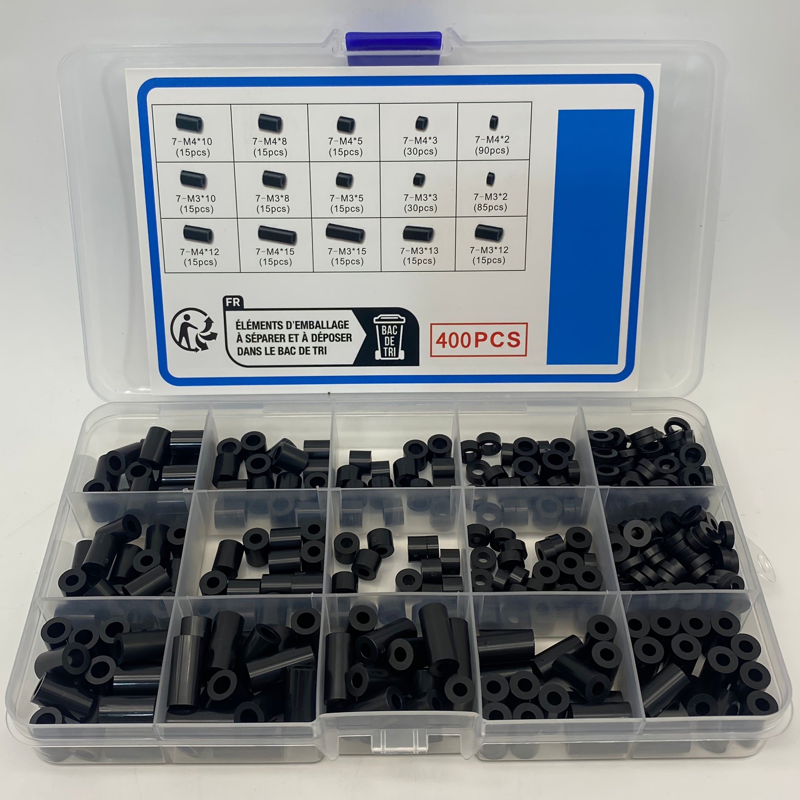 TEMU 400-piece Nylon Plastic Round Spacers Assortment Kit - Non-threaded Standoff Washers For M3 M4 Screws, Lightweight Round Spacers For Power