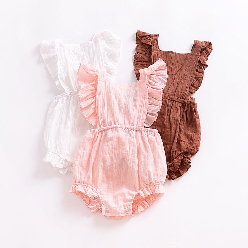 K476 Baby Romper Summer Jumpsuit_ Ruffle Sleeve INS Girl Climbing Clothes Boutique Fashion Childrens