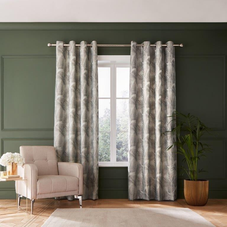 Hyperion Tamra Palm Eyelet Curtains - Green - 90x90