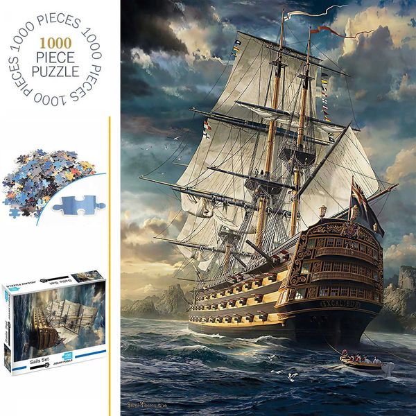 1000 Pieces Sails Set Jigsaw Puzzle Home Decor Adults Puzzle Games Family Fun Floor Puzzles Educational Toys for KidsM240817