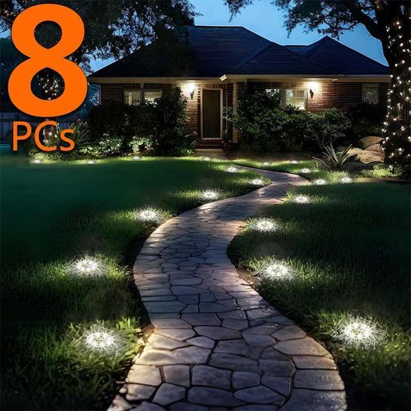 8-20 LED Solar Disc Light Outdoor Garden Solar Underground Light Deck Light Spotlight Embedded Solar LED Light Garden DecorationB240821
