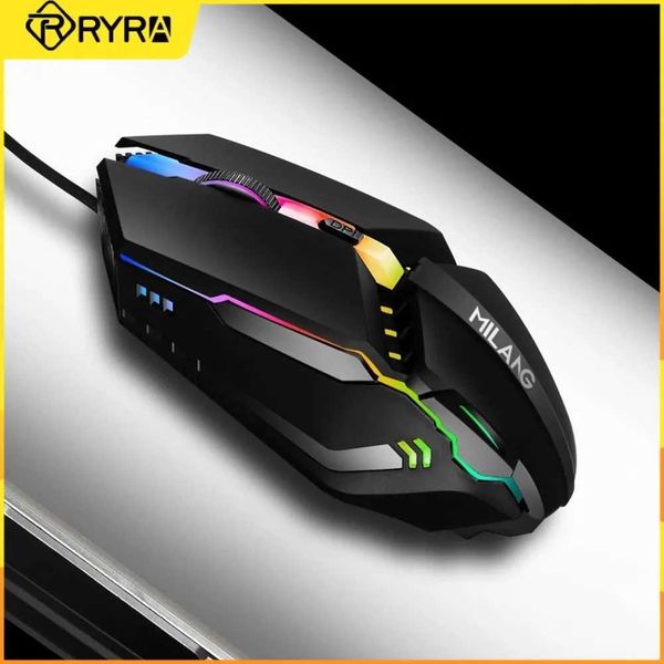 Mice RYRA M5 RGB LED wired ergonomic mouse color breathable light USB 4 button gaming mouse single-mode mute CL241230