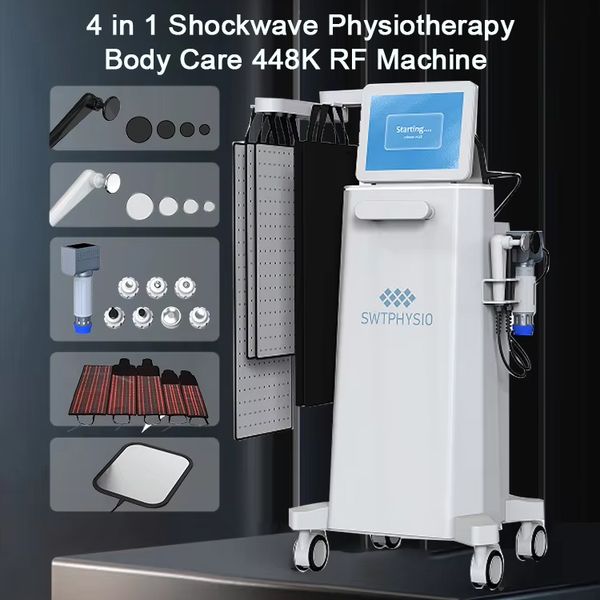 4 in 1 Shockwave Physiotherapy Body Care ESWT Athletes Injury Recovery Body Management 448K RF Skin Tightening Wrinkle Removal Max Lipolysis