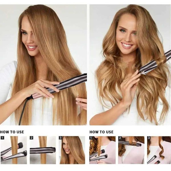 New Arrival 2-in-1 straightener and curling iron twisted straightening and curling iron professional negative ion rapid heating styling flat